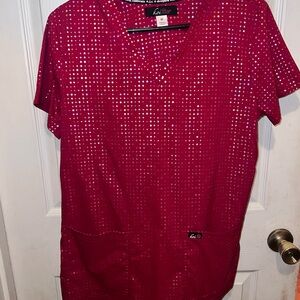 Koi Lite Red Scrub Top